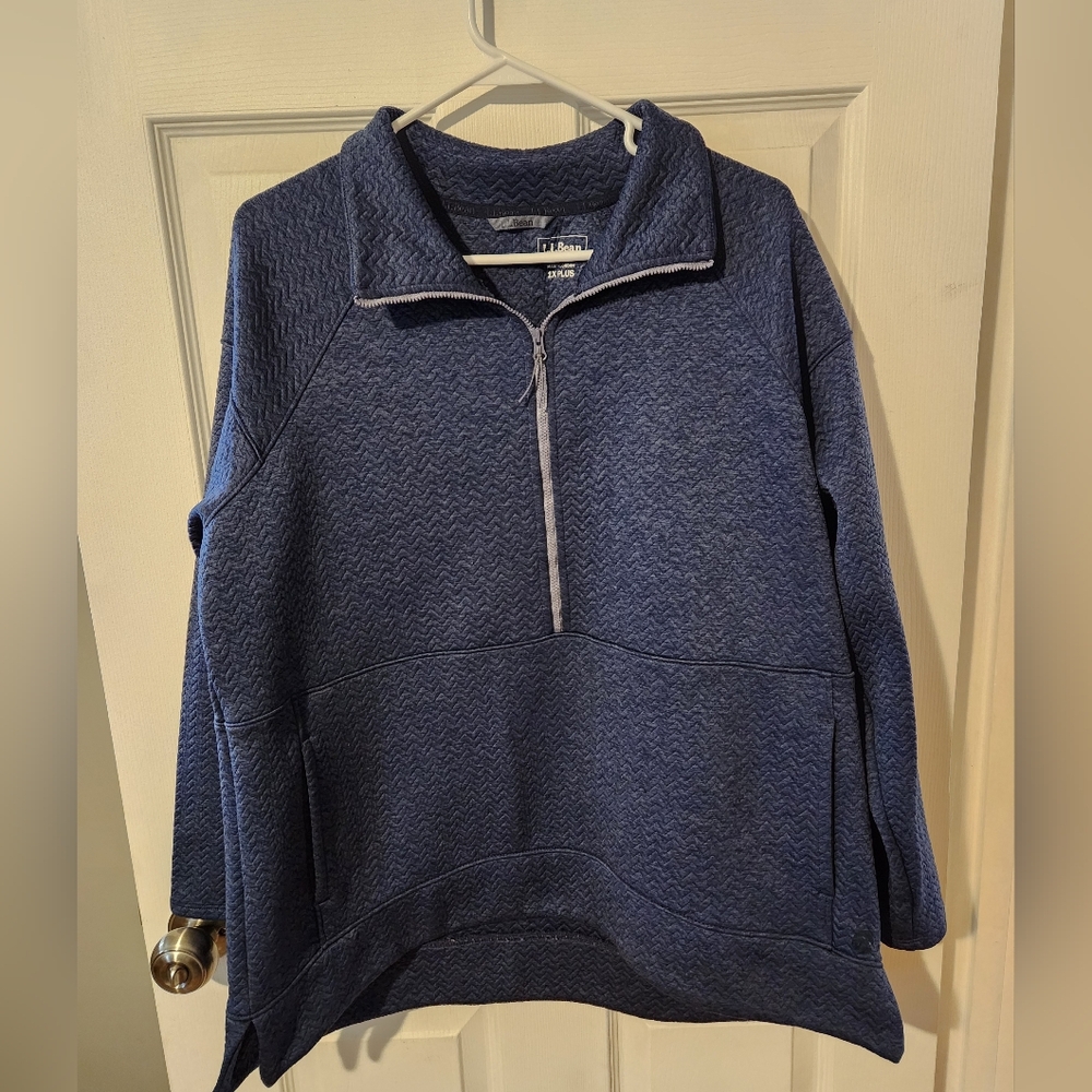 L.L. Bean Flex Forward Quilted Half Zip Pullover Sweater Women's Size 1X Blue